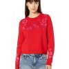 Clothing Kate Spade New York | Kate Spade New York Sweaters Embellished Floral Sweater Engine Red