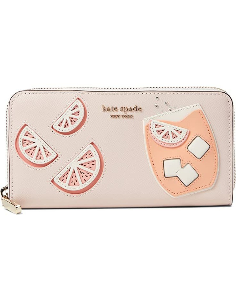 Bags Kate Spade New York | Kate Spade New York Wallets Tini Embellished Saffiano Leather Zip Around Continental Wallet Pale Dogwood