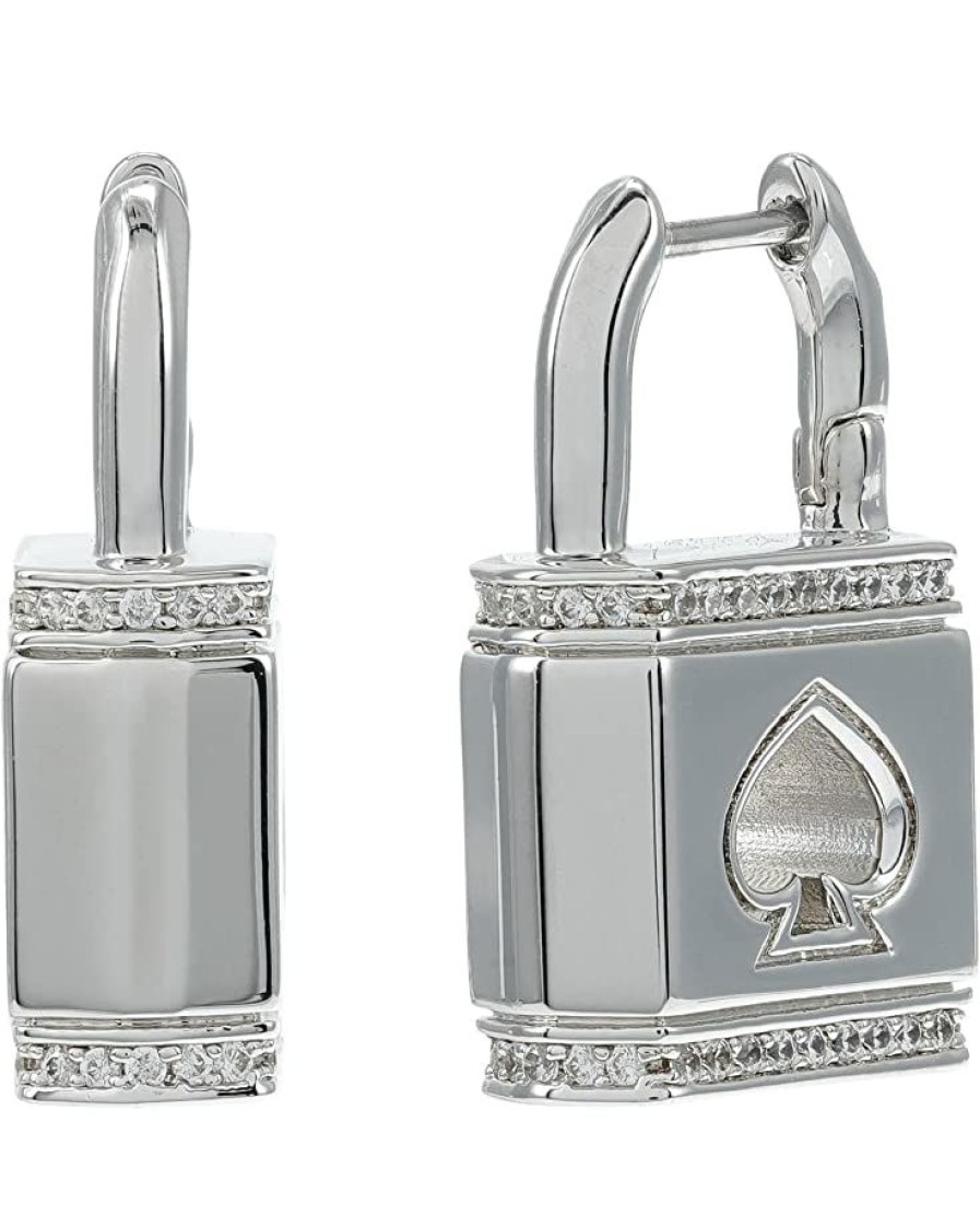 Jewelry Kate Spade New York | Kate Spade New York Lock And Spade Pave Huggies Earrings