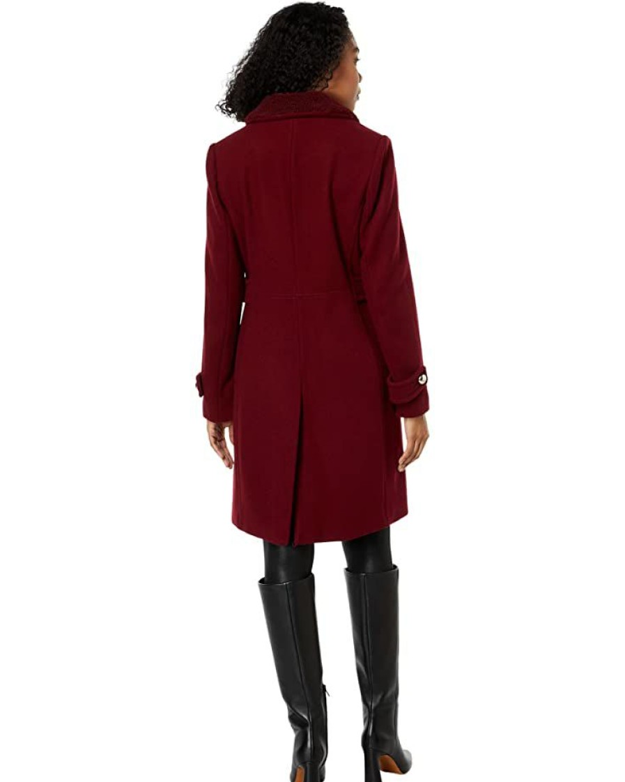 Clothing Kate Spade New York | Kate Spade New York Coats & Outerwear Single-Breasted Wool Coat With Sherpa Collar