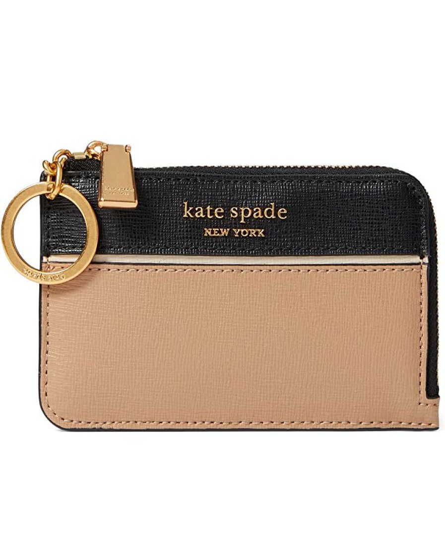 Bags Kate Spade New York | Kate Spade New York Wallets Morgan Color-Blocked Saffiano Leather Zip Card Holder Cafe Mocha Multi