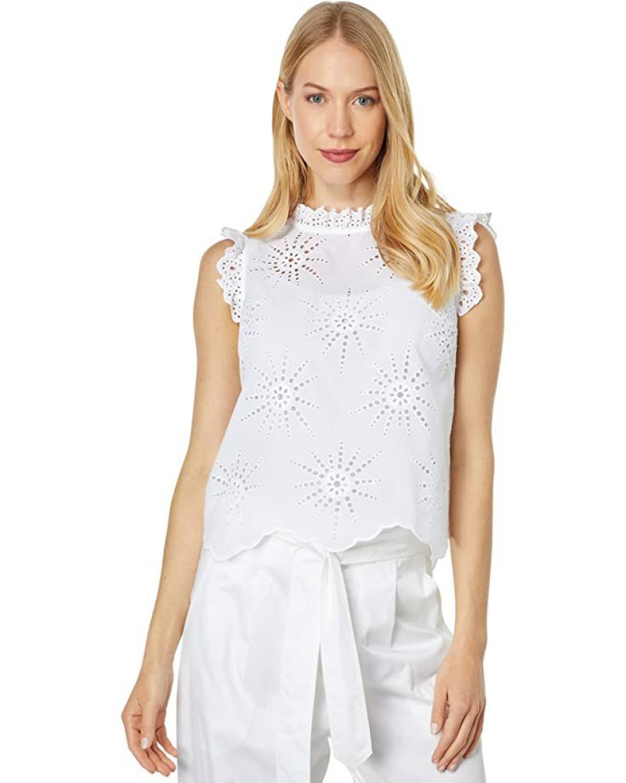 Clothing Kate Spade New York | Kate Spade New York Shirts & Tops Suns Eyelet Shell Fresh White