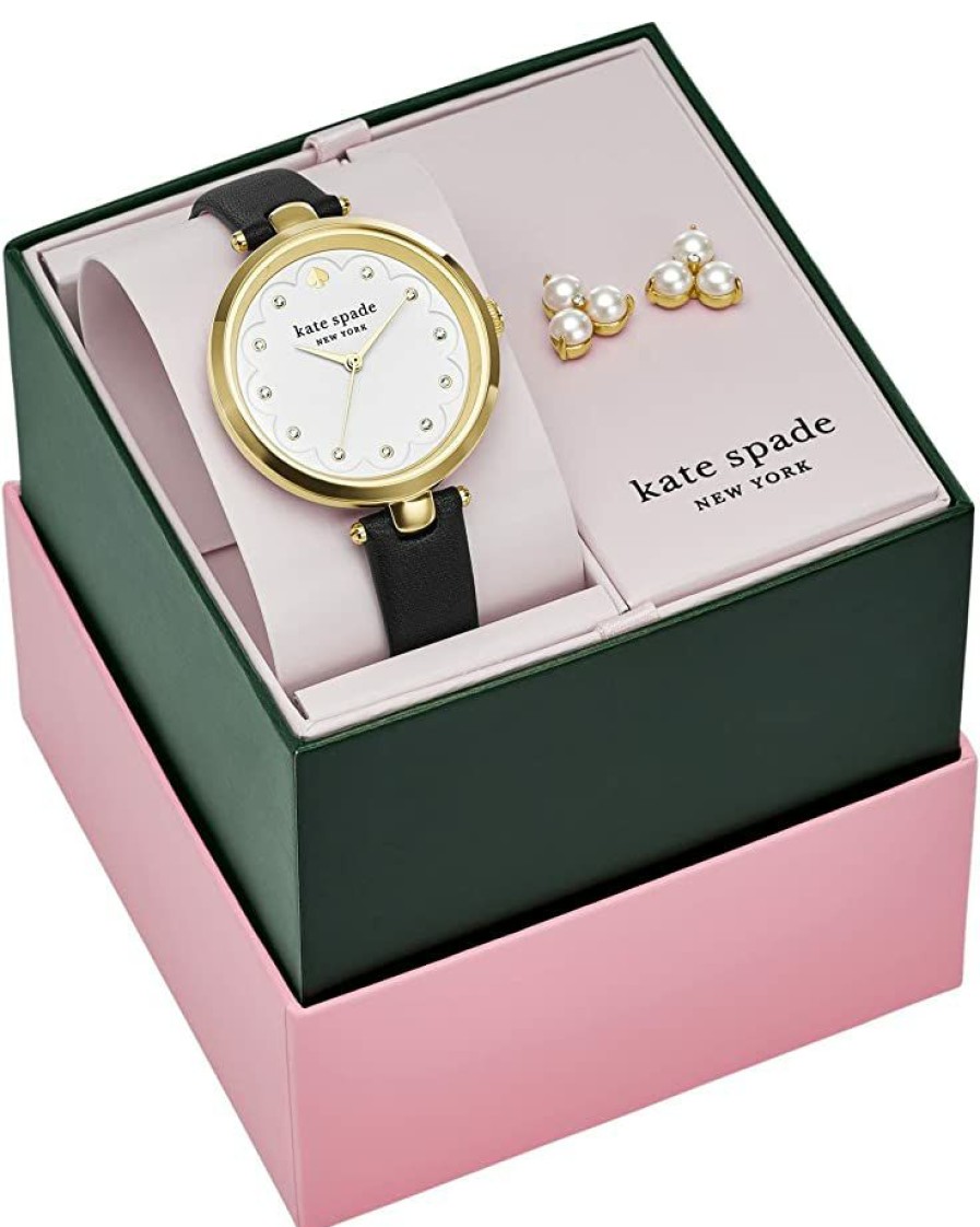 Watches Kate Spade New York | Kate Spade New York Fashion Watches 34 Mm Holland Leather Watch Ksw1776Set Black