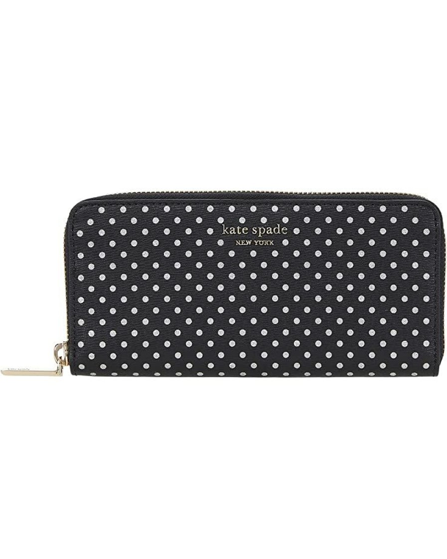 Bags Kate Spade New York | Kate Spade New York Wallets Spencer Metallic Dots Slim Continental Black Multi