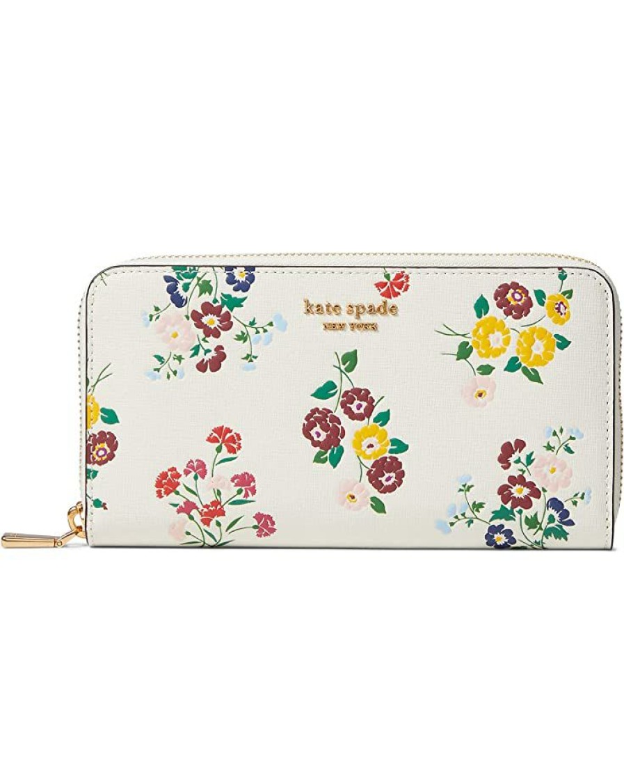 Bags Kate Spade New York | Kate Spade New York Wallets Morgan Bouquet Toss Embossed Saffiano Leather Zip Around Continental Wallet Halo White Multi