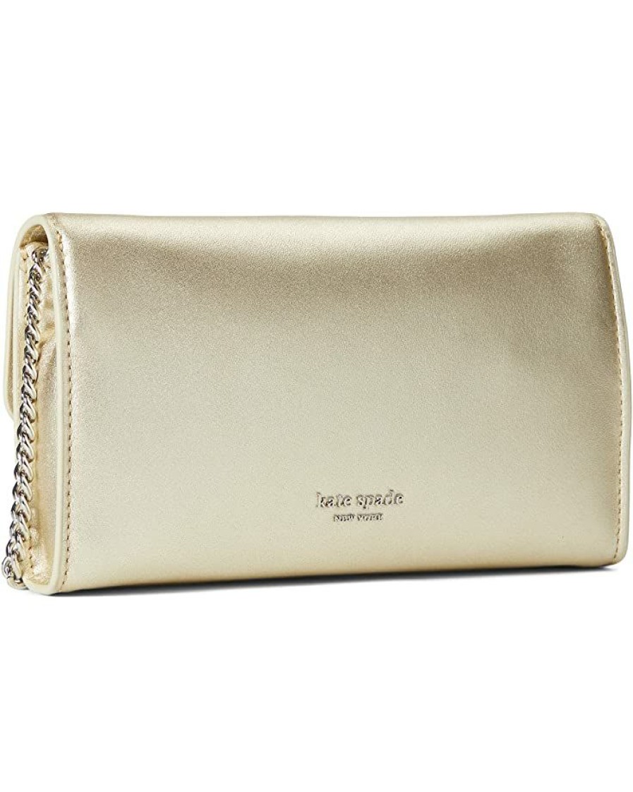 Bags Kate Spade New York | Kate Spade New York Handbags Bridal Buckle Metallic Smooth Leather Crossbody Clutch Pale Gold