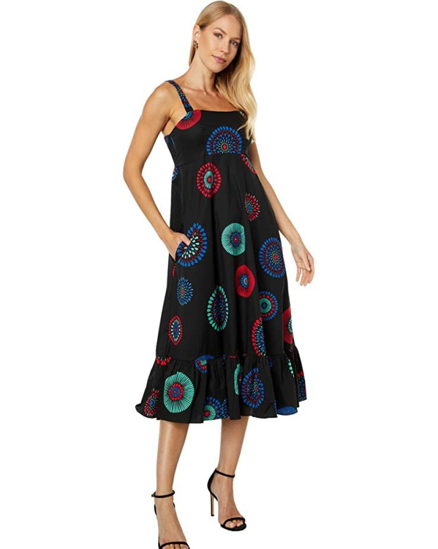 Clothing Kate Spade New York | Kate Spade New York Dresses Firework Floral Al Fresco Midi Dress Black Multi