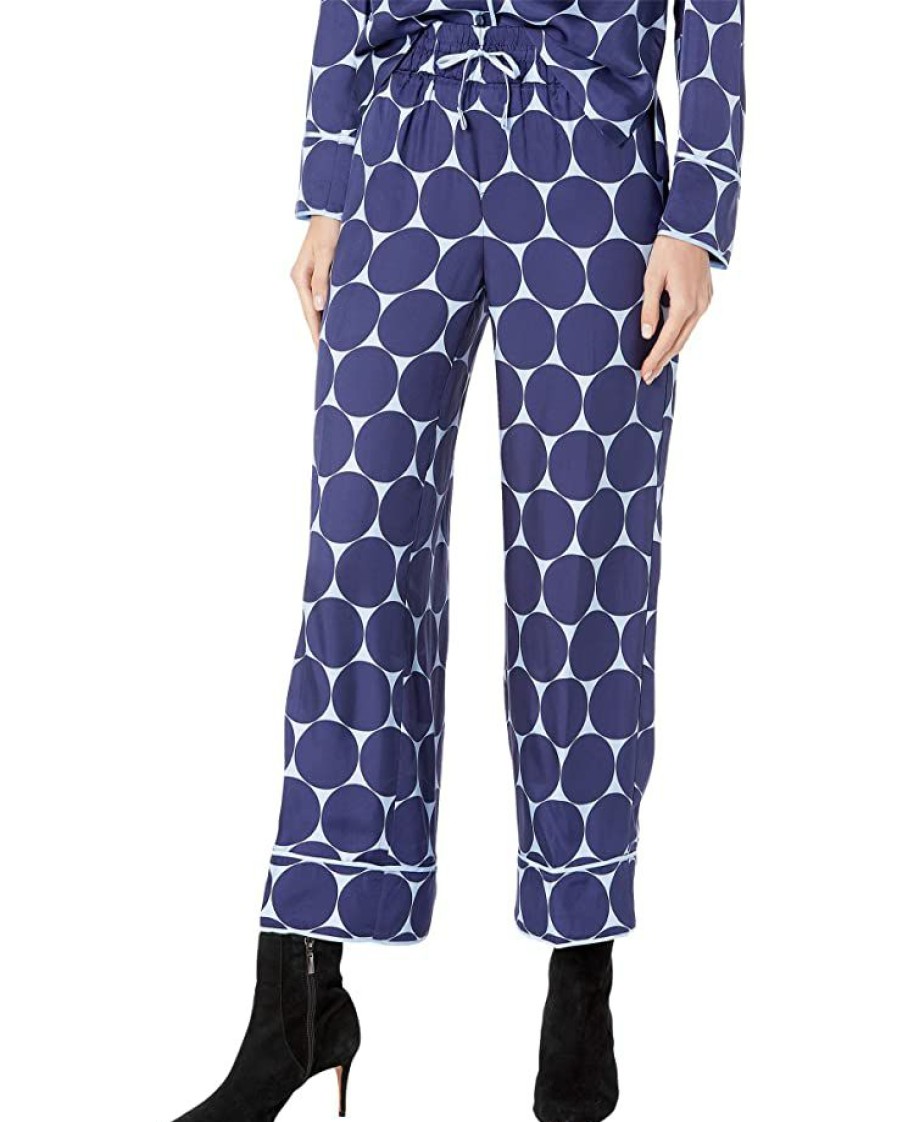 Clothing Kate Spade New York | Kate Spade New York Joy Dot Silk Twill Pants Citrine Blue