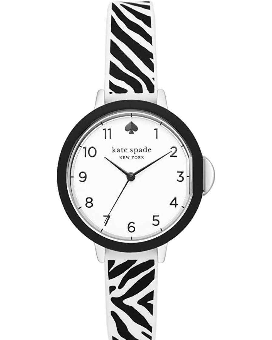 Watches Kate Spade New York | Kate Spade New York Fashion Watches 34 Mm Park Row Three Hand Silicone Watch Ksw1782 Black/White