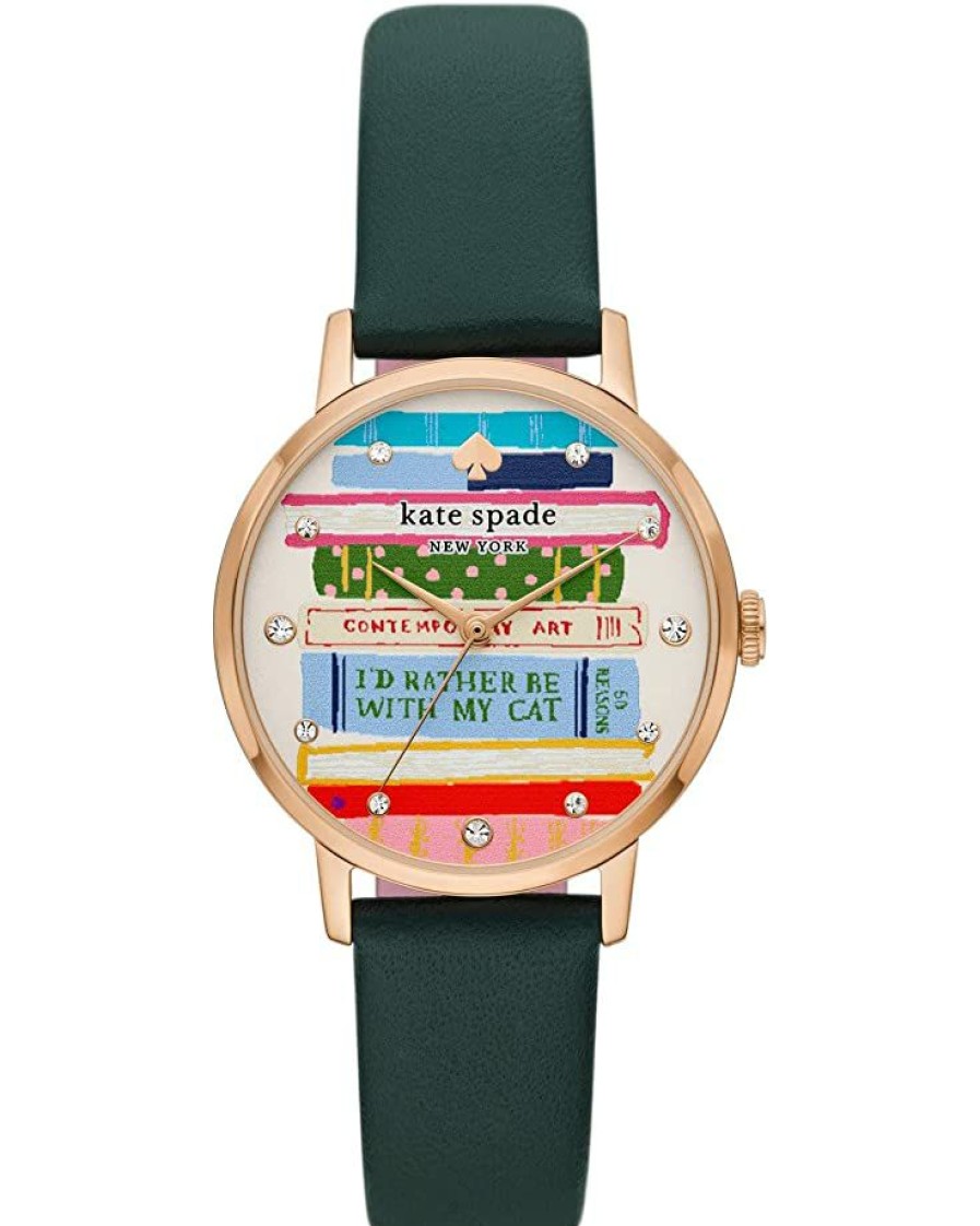 Watches Kate Spade New York | Kate Spade New York Fashion Watches 34 Mm Metro-Book Dial Leather Watch Ksw1766 Black