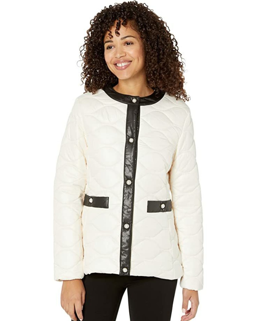 Clothing Kate Spade New York | Kate Spade New York Coats & Outerwear Quilted Jacket With Pearl Buttons Cream