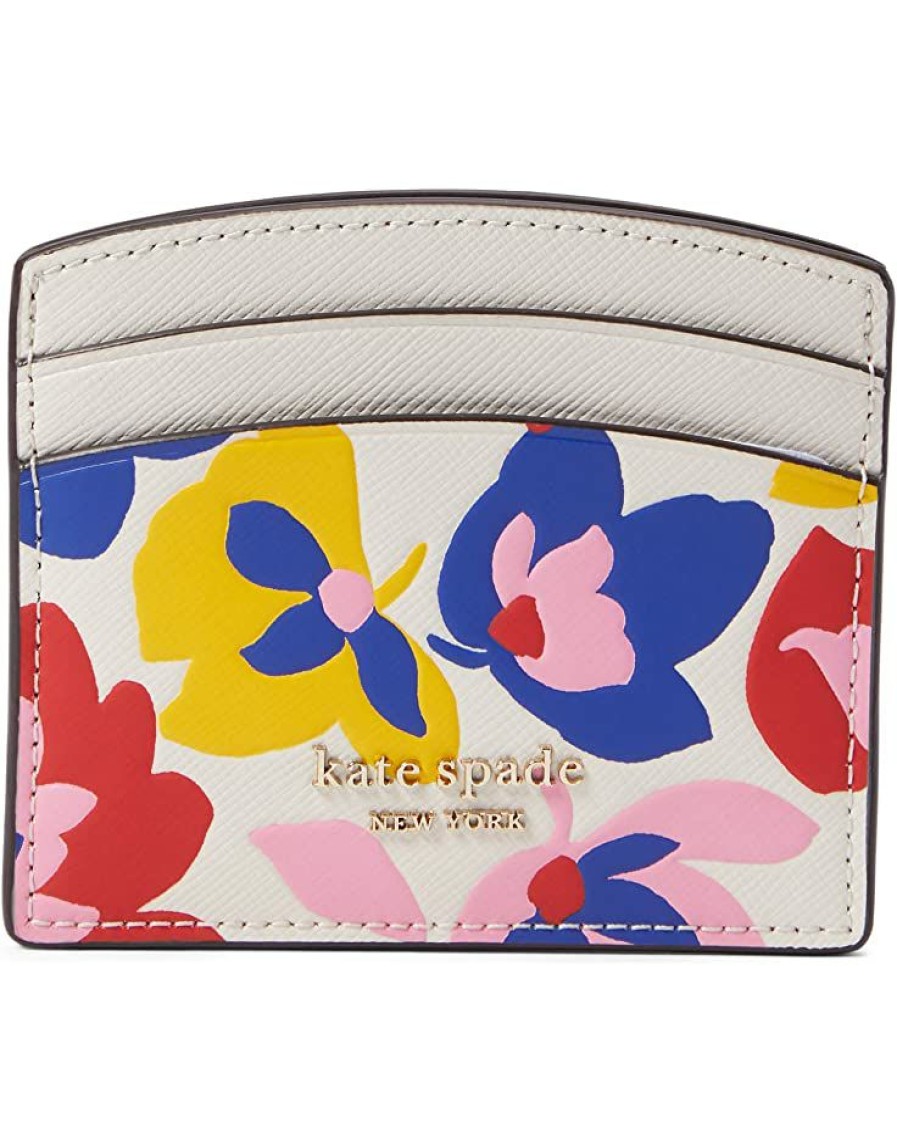 Bags Kate Spade New York | Kate Spade New York Wallets Spencer Summer Flower Embossed Saffiano Leather Card Holder Cream Multi