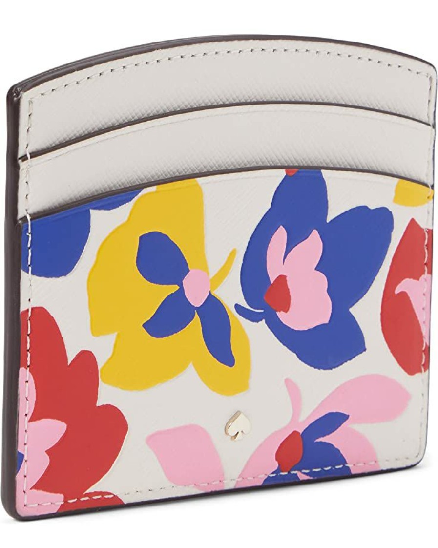 Bags Kate Spade New York | Kate Spade New York Wallets Spencer Summer Flower Embossed Saffiano Leather Card Holder Cream Multi