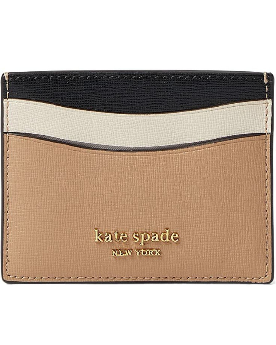 Bags Kate Spade New York | Kate Spade New York Wallets Morgan Color-Blocked Saffiano Leather Card Holder Cafe Mocha Multi