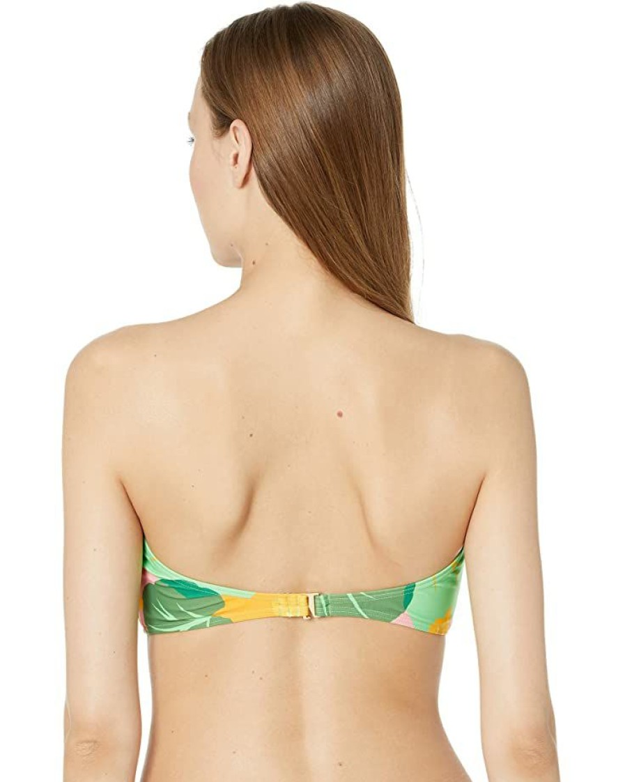 Clothing Kate Spade New York | Kate Spade New York Swimwear Cucumber Floral Tie Bandeau Bikini Top Multicolored