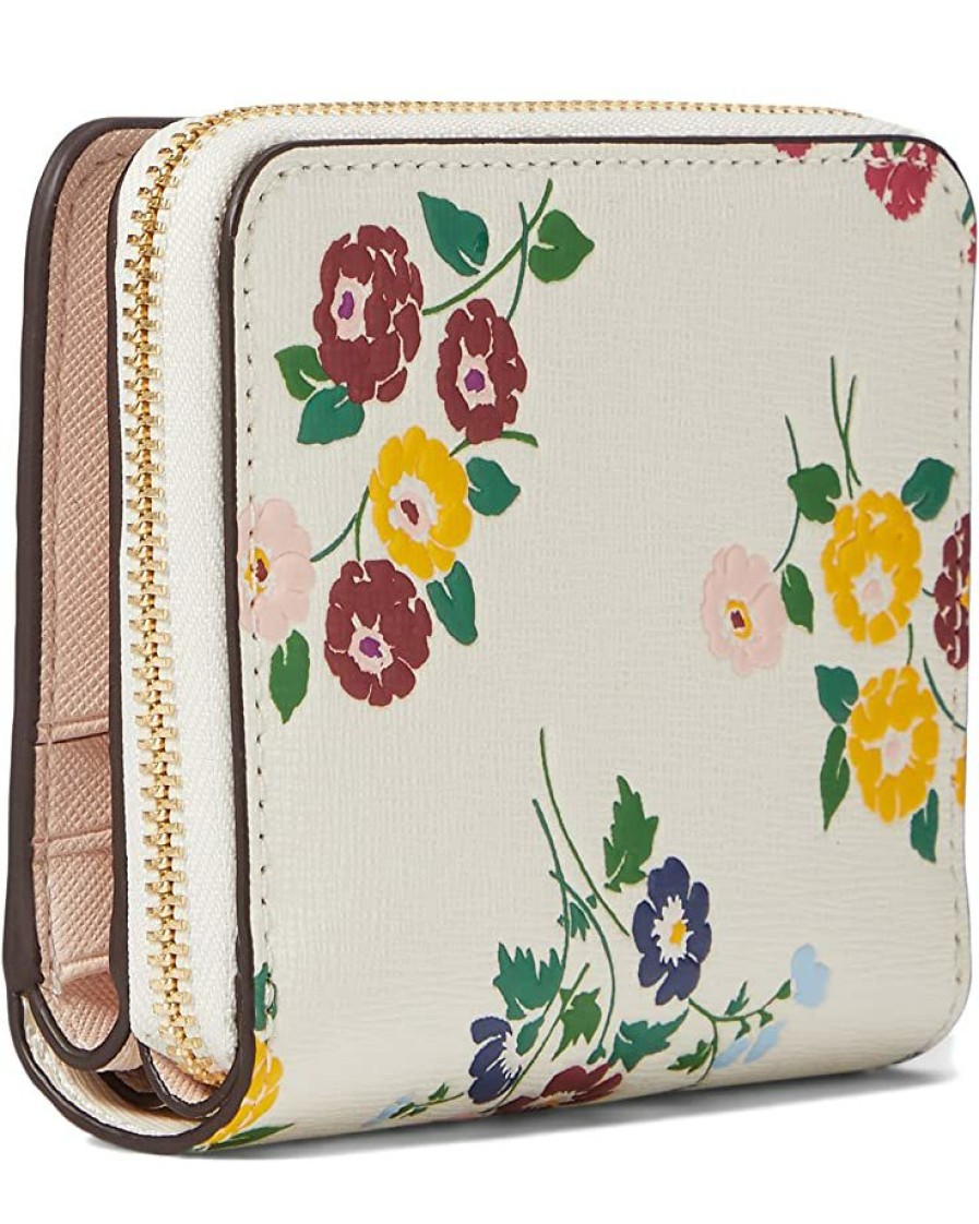 Bags Kate Spade New York | Kate Spade New York Wallets Morgan Bouquet Toss Embossed Saffiano Leather Small Compact Wallet Halo White Multi