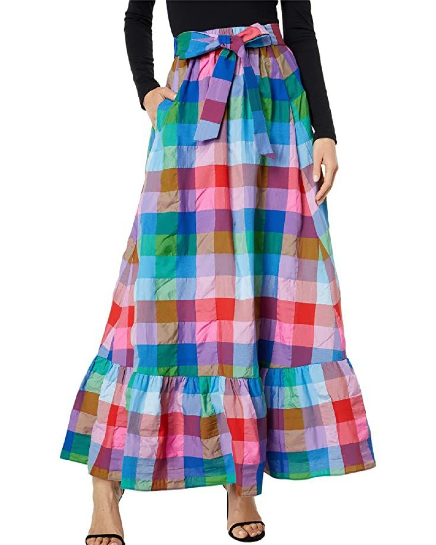 Clothing Kate Spade New York | Kate Spade New York Skirts Madras Tie Waist Skirt Blue Multi