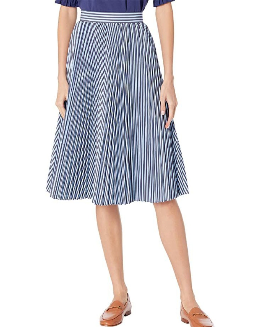 Clothing Kate Spade New York | Kate Spade New York Skirts Pastry Stripe Pleated Skirt Citrine Blue