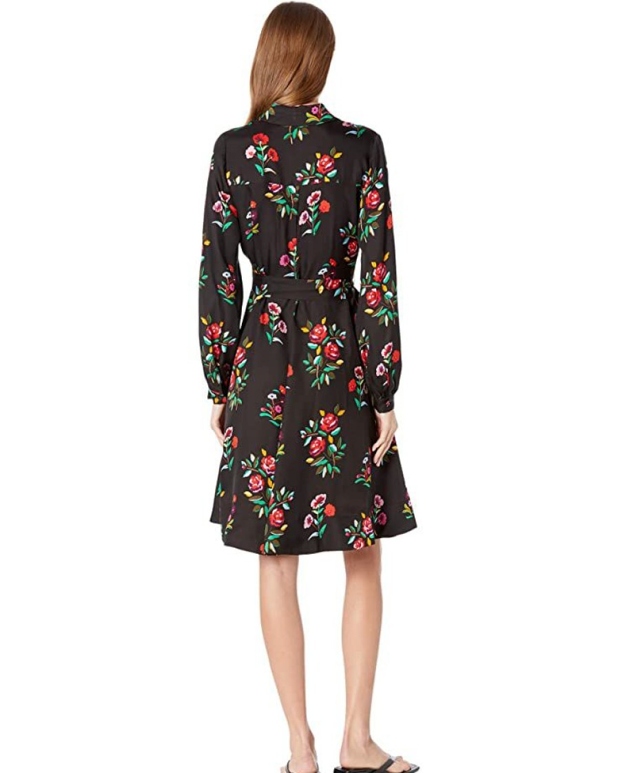 Clothing Kate Spade New York | Kate Spade New York Dresses Autumn Floral Silk Twill Shirtdress Black