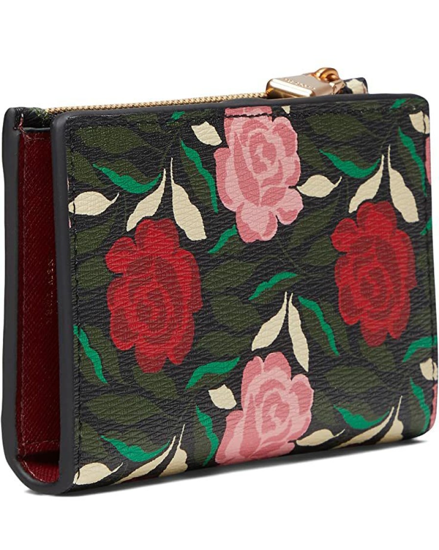 Bags Kate Spade New York | Kate Spade New York Wallets Morgan Rose Garden Printed Saffiano Leather Small Slim Bifold Wallet Black Multi