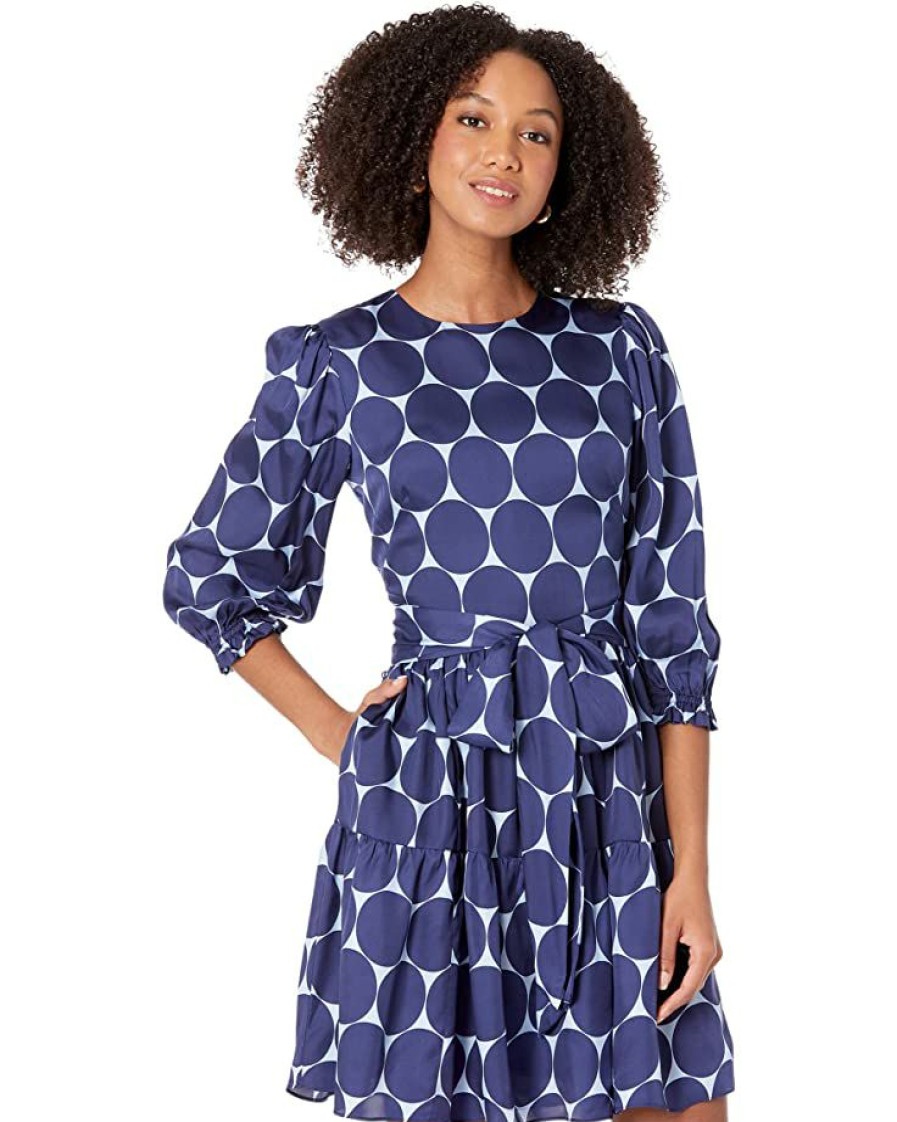 Clothing Kate Spade New York | Kate Spade New York Dresses Joy Dot Silk Twill Dress Citrine Blue