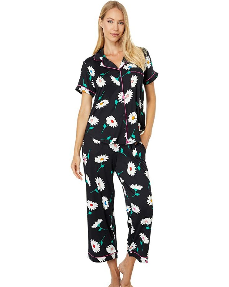 Clothing Kate Spade New York | Kate Spade New York Sleepwear Short Sleeve Cropped Pj Set Bold Daisy