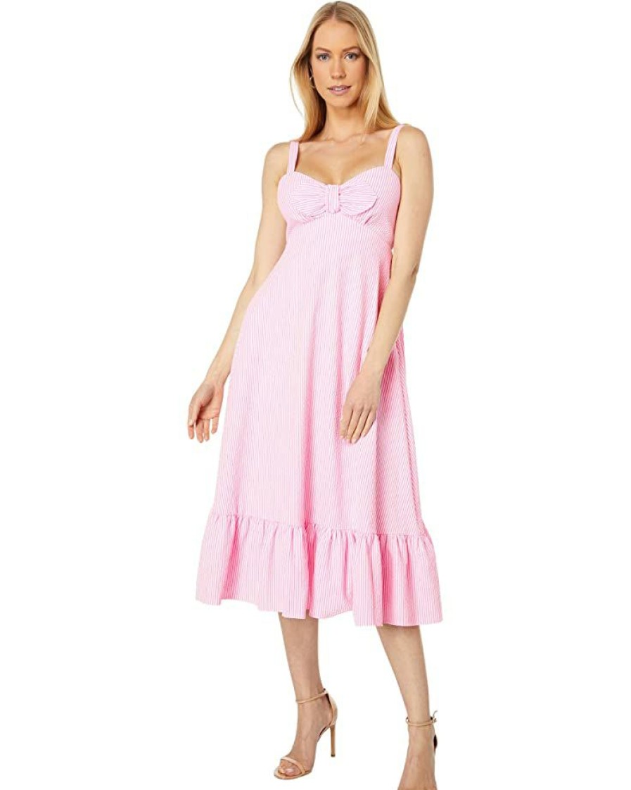 Clothing Kate Spade New York | Kate Spade New York Dresses Seersucker Stripe Bow Dress Pink Flash