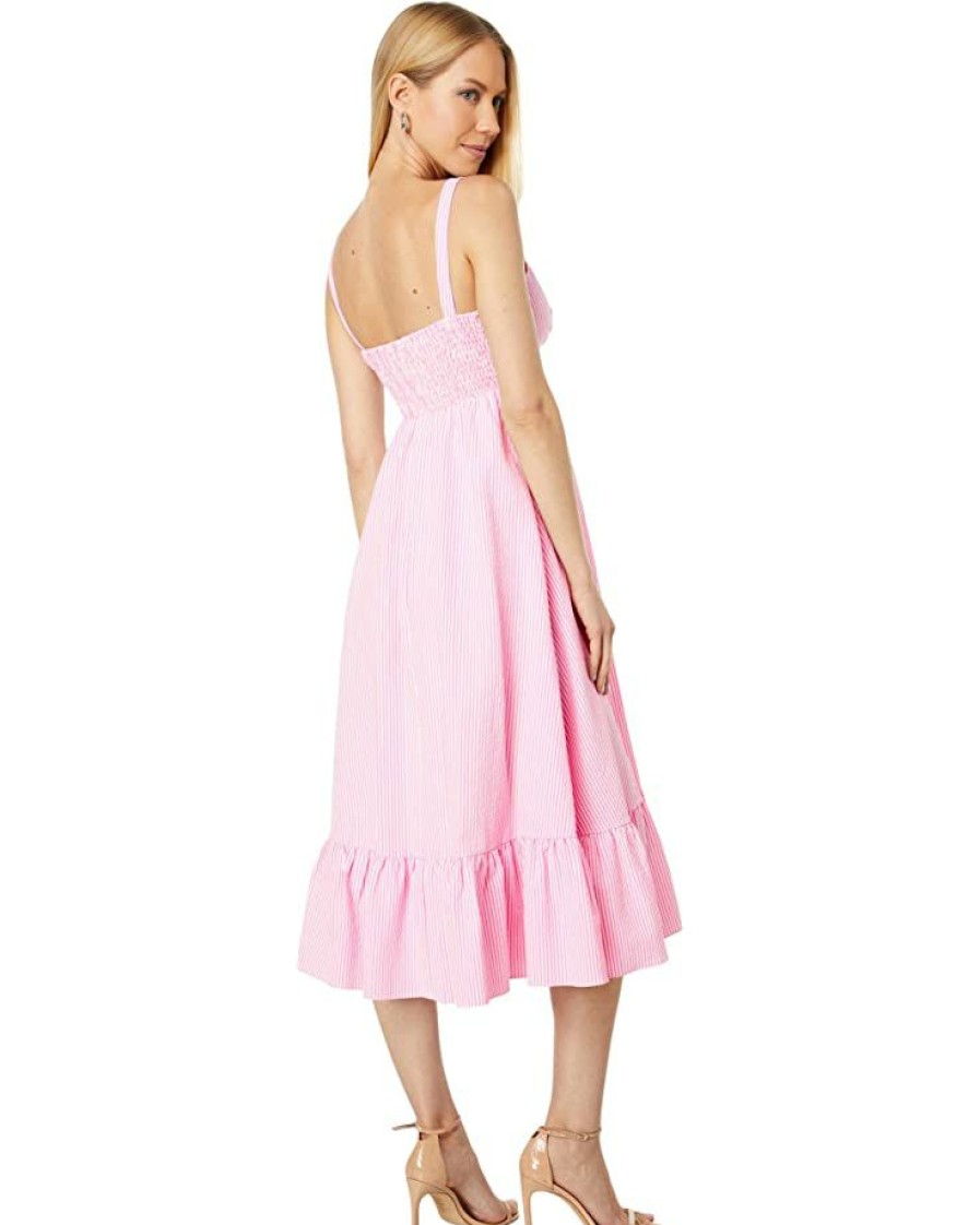 Clothing Kate Spade New York | Kate Spade New York Dresses Seersucker Stripe Bow Dress Pink Flash