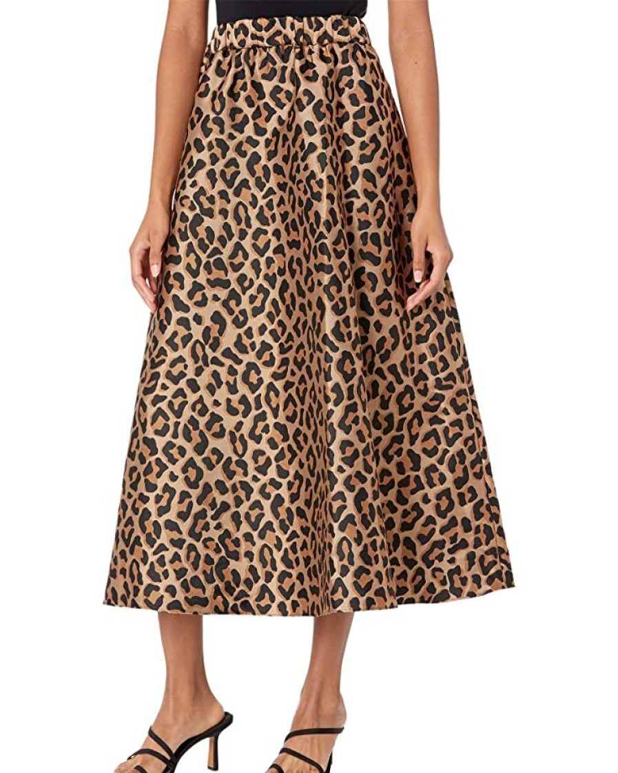 Clothing Kate Spade New York | Kate Spade New York Skirts Leopard Jacquard Midi Skirt Roasted Cashew