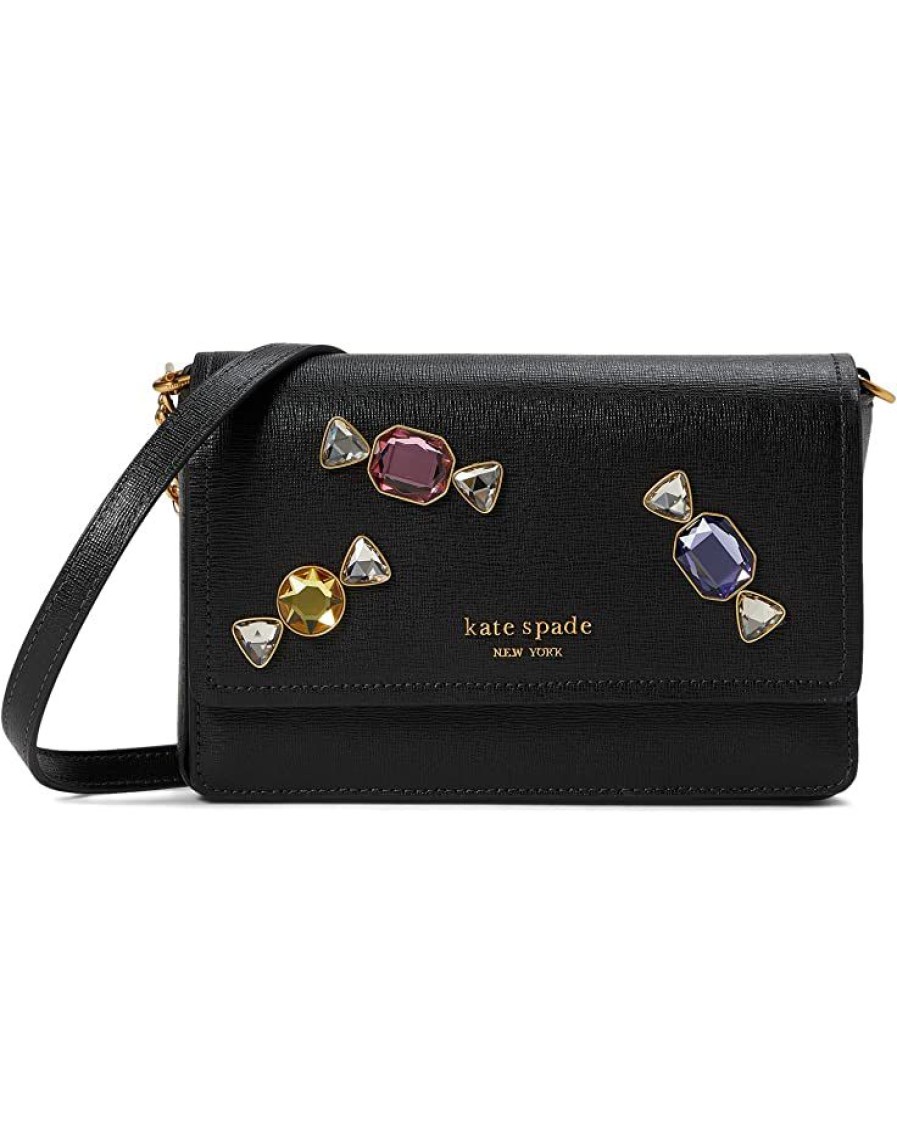 Bags Kate Spade New York | Kate Spade New York Handbags Bon Bon Stone Embellished Flap Chain Wallet Black Multi